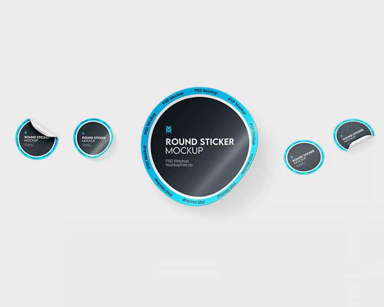 Free Round Sticker Label Mockup PSD Set for Packaging