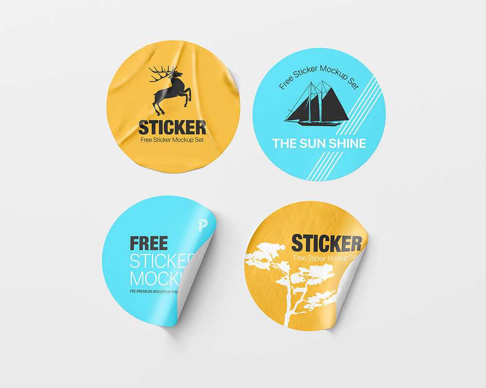 Free Round Sticker Mock-up PSD Template