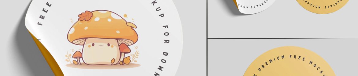 Free Round Sticker Mockups PSD set