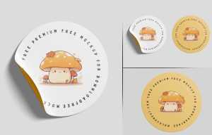 Free Round Sticker Mockups PSD set