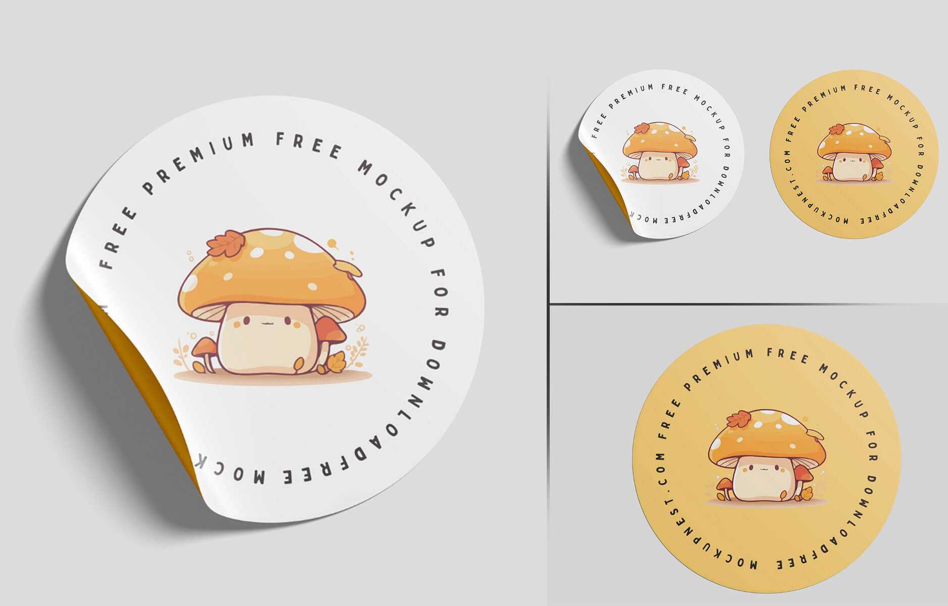 Free Round Sticker Mockups PSD set