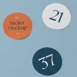 Free Round Stickers Mockup