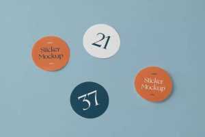 Free Round Stickers Mockup PSD