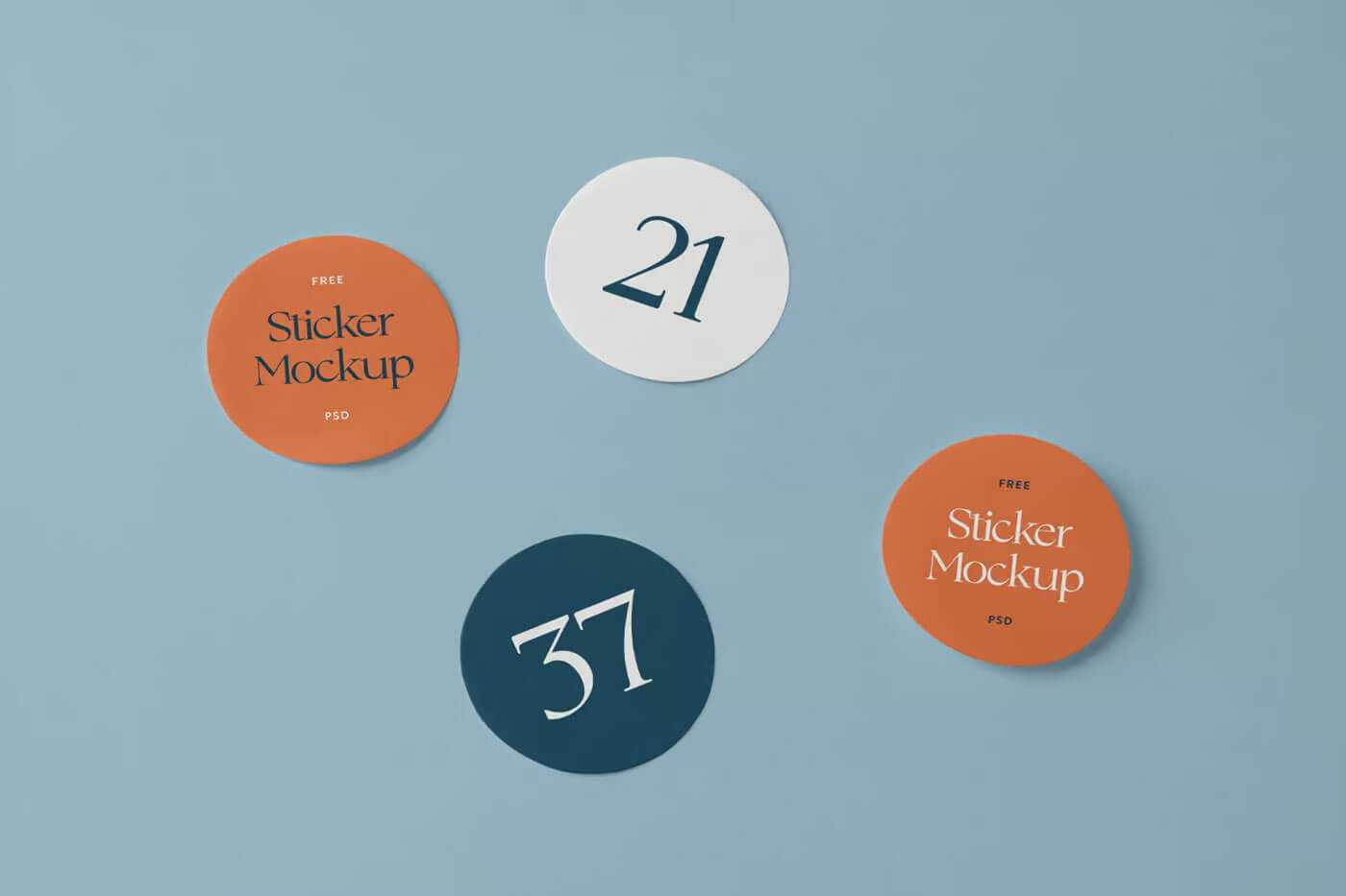 Free Round Stickers Mockup PSD