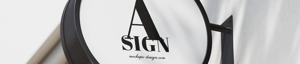 Free Round Street Shop Sign Logo Mockup 3 PSD set