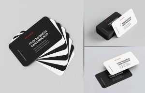 Free Rounded Business Card Mockups 6 PSD set