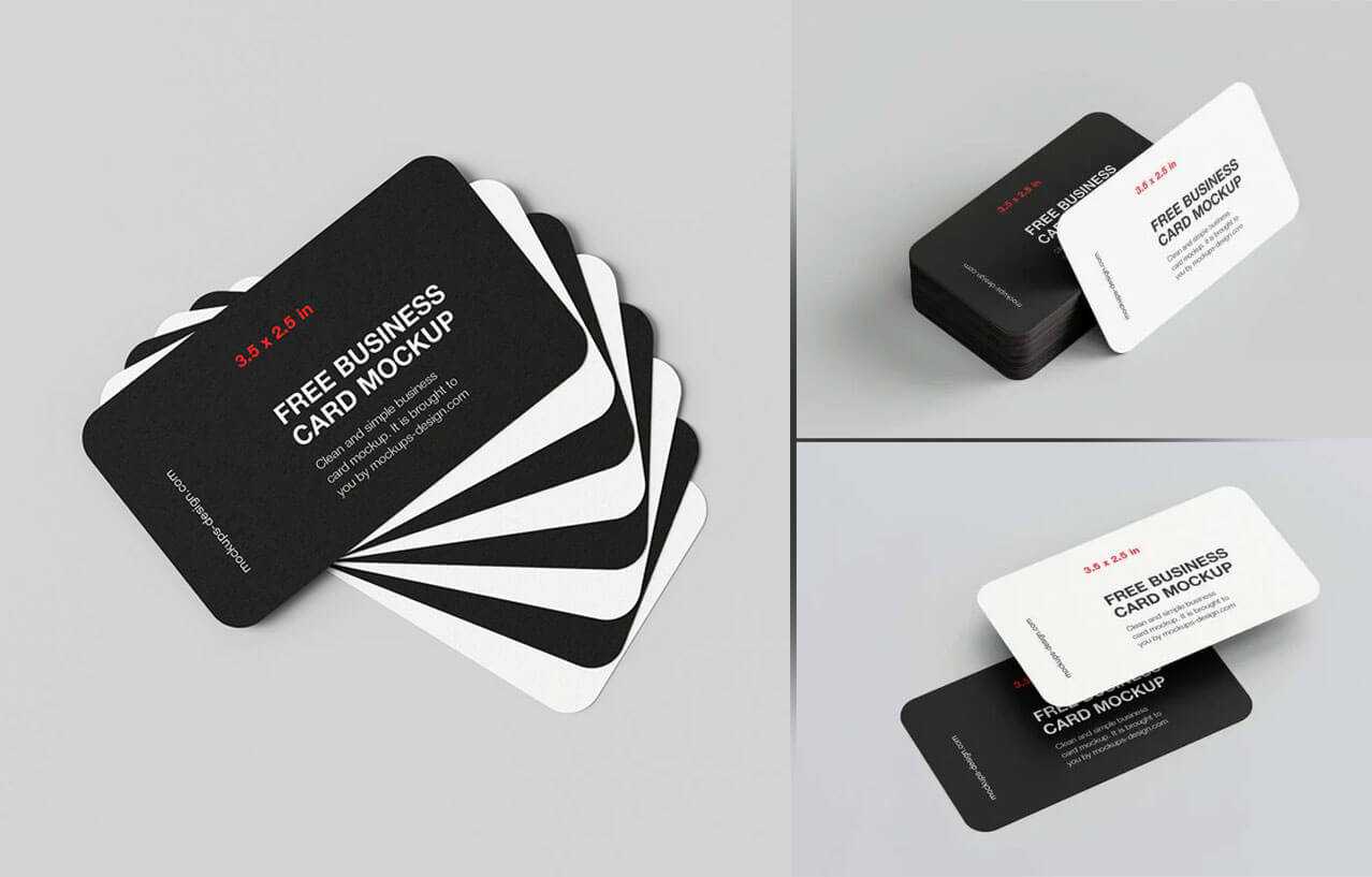 Free Rounded Business Card Mockups 6 PSD set