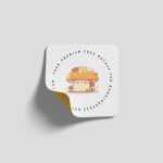 Free Rounded Corner PSD Square Sticker Mockup