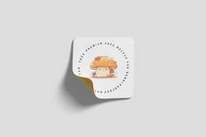 Free Rounded Corner PSD Square Sticker Mockup