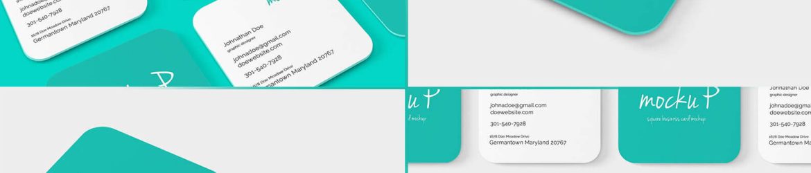 Free Rounded Corner Square Business Card Mockup PSD