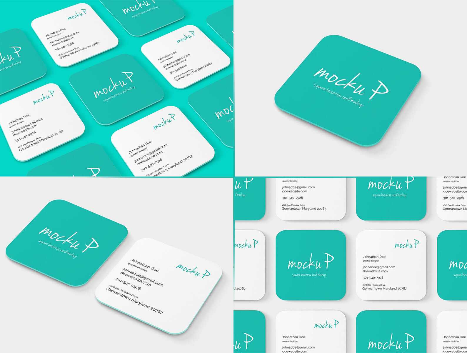 Free Rounded Corner Square Business Card Mockup PSD