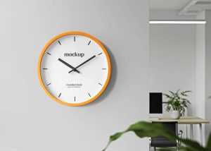 Free Rounded Wall Clock Mockup PSD