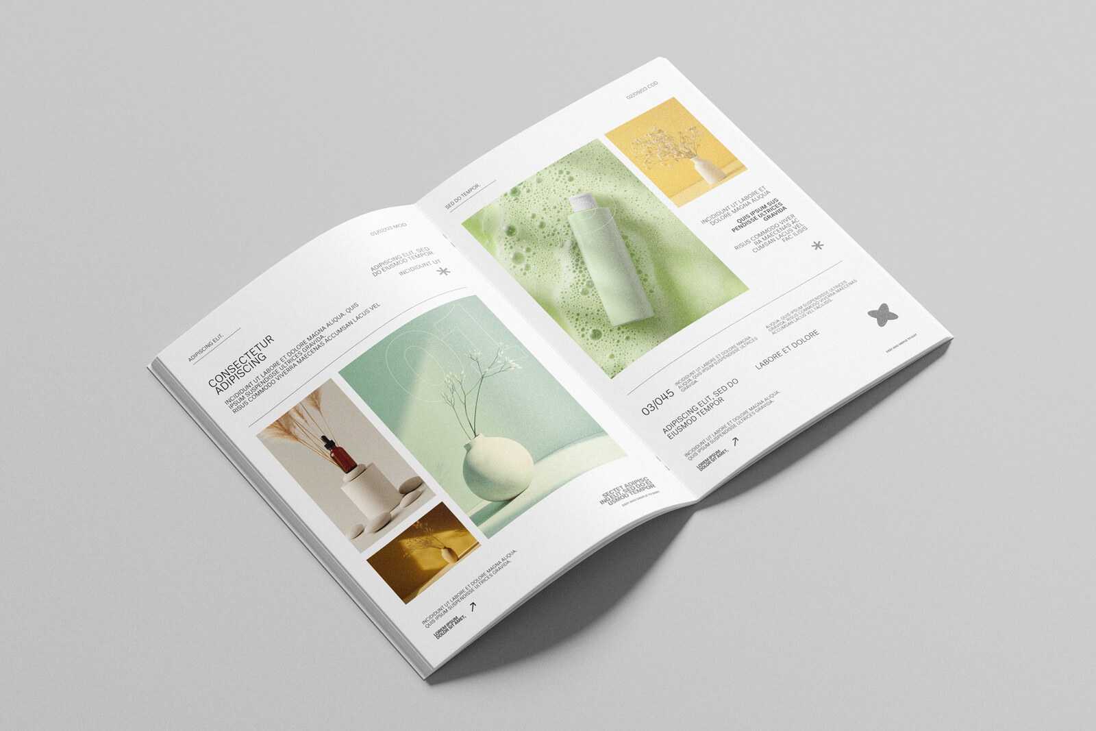 Free Saddle Stitch A4 Brochure Mockup PSD - Open Magazine Presentation