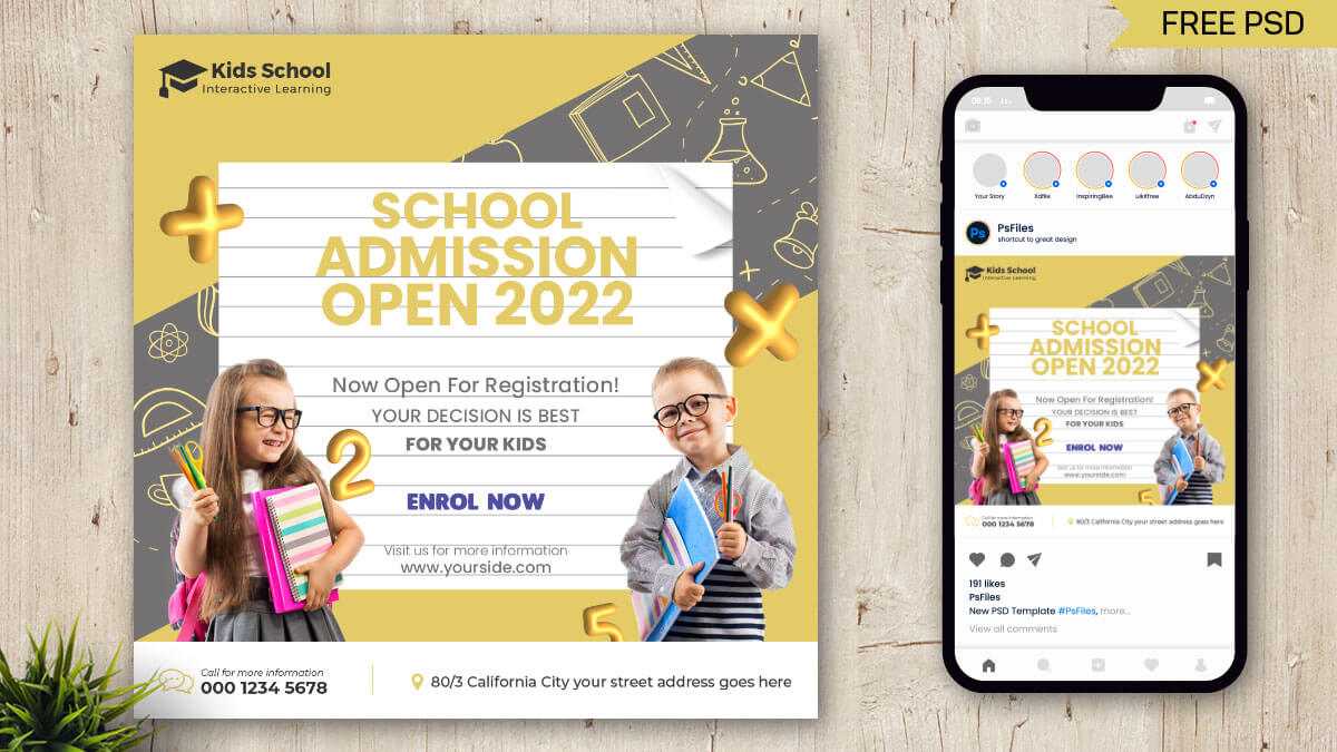Free School Admission Open Free Social Media Post Design PSD Template