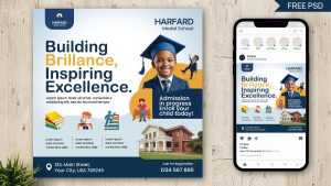 Free School Admission Promotion Social Media Post PSD Template
