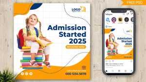 Free School Admission Started Free Instagram Post Design PSD Template