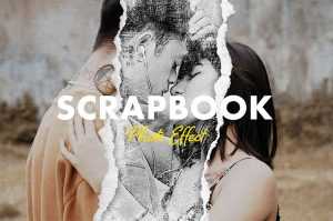 Free Scrapbook Pencil Sketch Photo Effect PSD Template