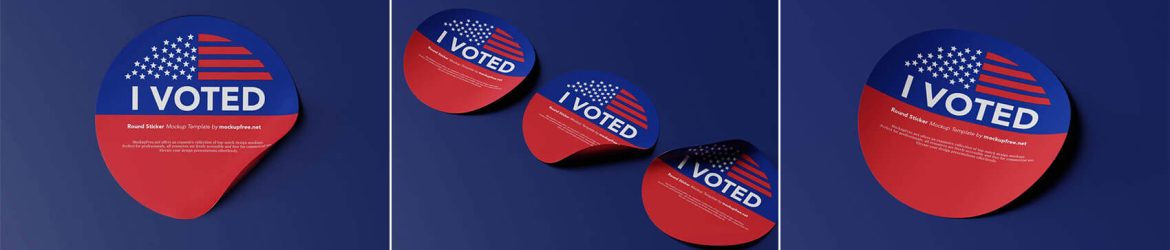 Free set of Round Stickers Mockups 11 PSD set