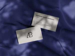Free Shadow Overlay Business Card Mockup On Fabric