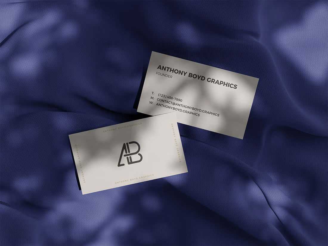 Free Shadow Overlay Business Card Mockup On Fabric