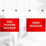 Free Shadow Overlay Hanging Poster Mockup