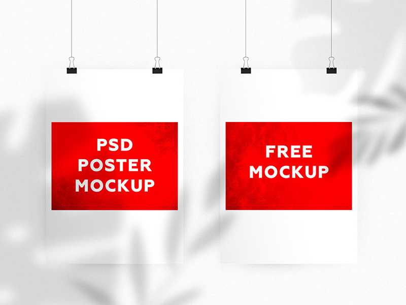 Free Shadow Overlay Hanging Poster Mockup