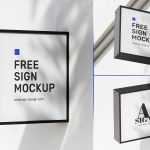 Free Shadow Overlay Square Sign Mockup PSD Set