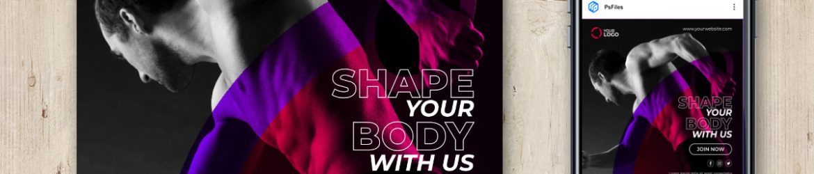 Free Shape your Body Social Media Promo Post PSD Template