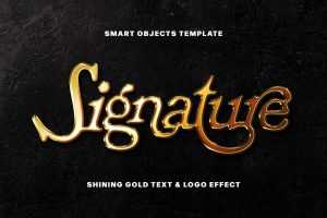 Free Shining Gold Logo Text Effect Mockup PSD