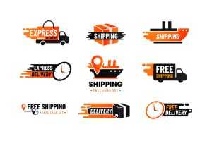 Free Shipping Company Business Logo Set Designs (PSD, AI, EPS, PNG) files