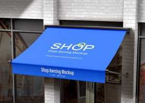 Free Shop Awning Mockup PSD