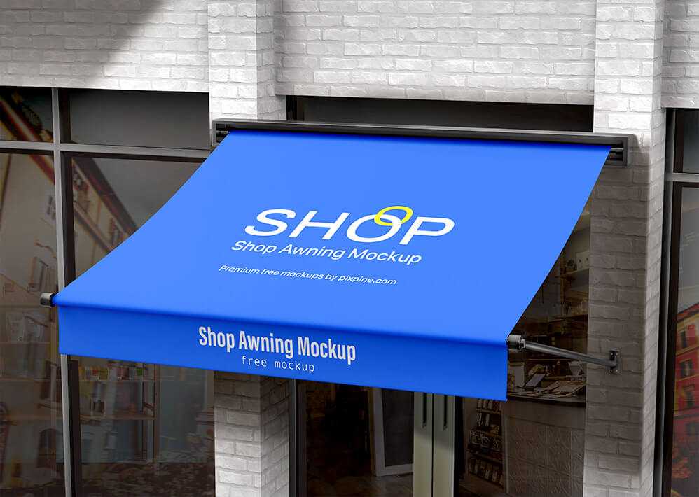 Free Shop Awning Mockup PSD
