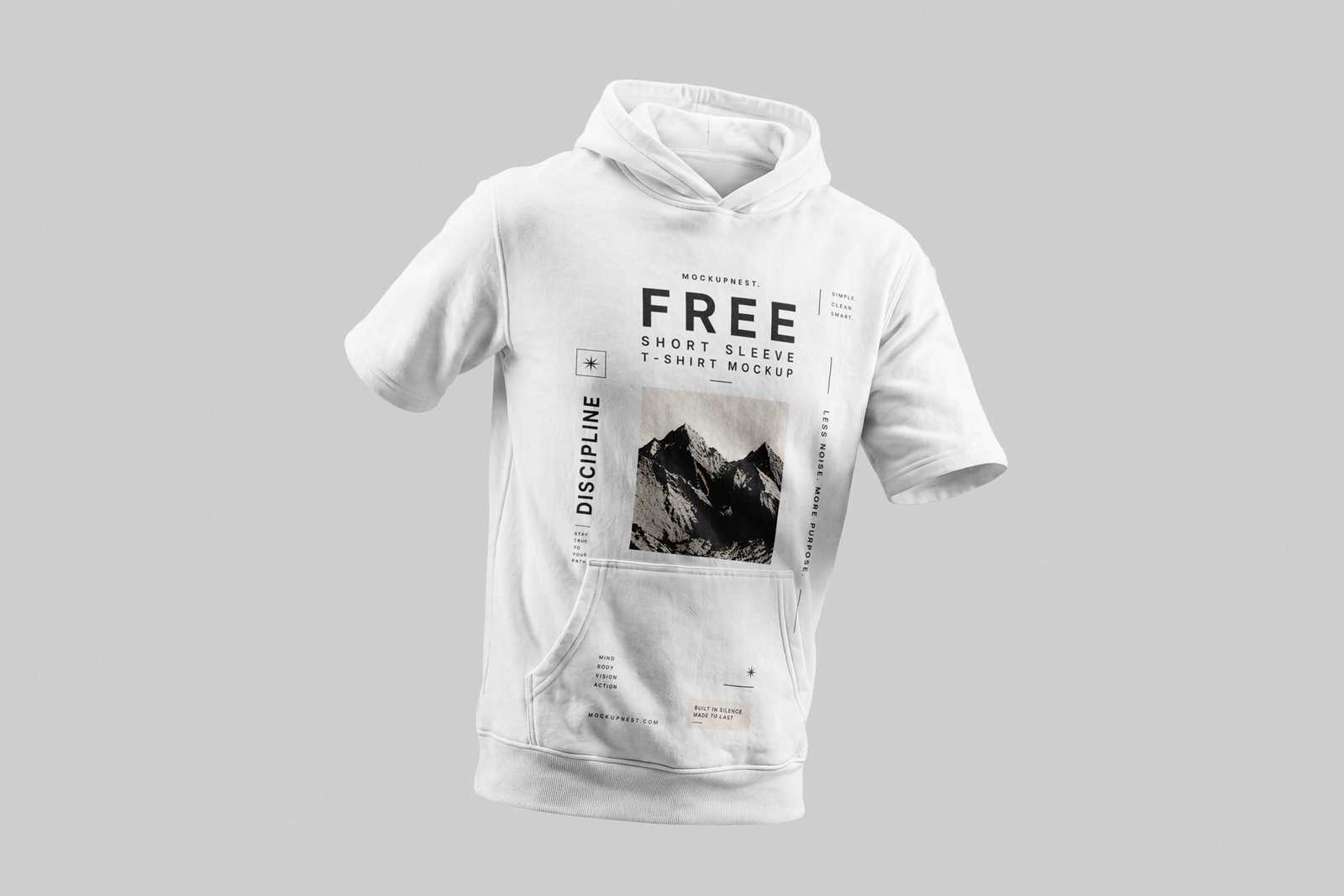Free Short Sleeve Hoodie Mockup