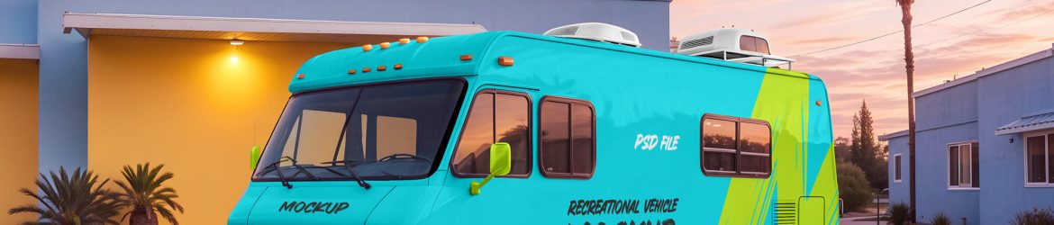Free Side View Recreational Vehicle Mockup PSD