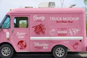Free Side View Truck Mockup