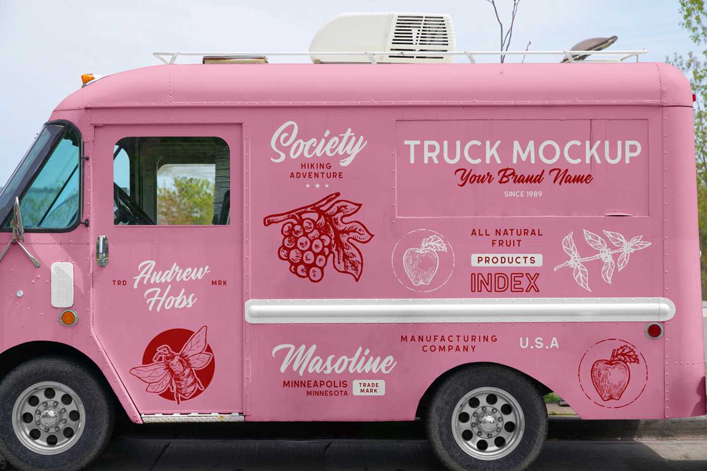 Free Side View Truck Mockup
