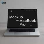 Free Silver MacBook Pro on Desk Mockup