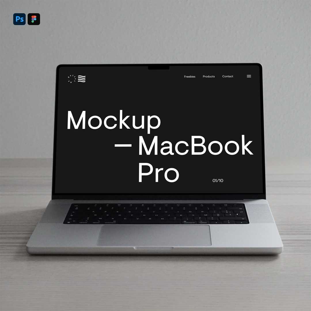 Free Silver MacBook Pro on Desk Mockup