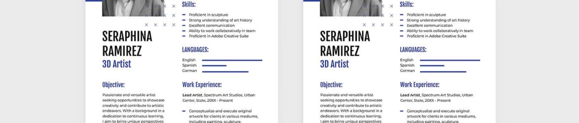 Free Simple 3D Artist Resume PSD Template