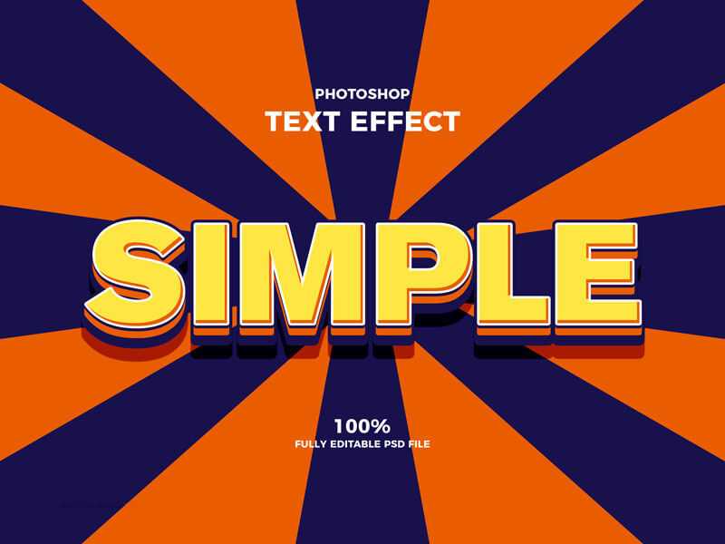 Free Simple 3D style Photoshop Text Effect PSD