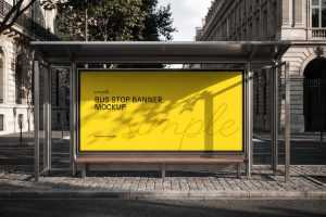 Free Simple Bus Stop Banner Mockup