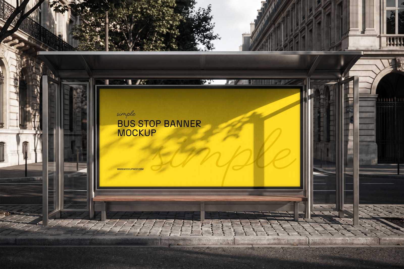Free Simple Bus Stop Banner Mockup