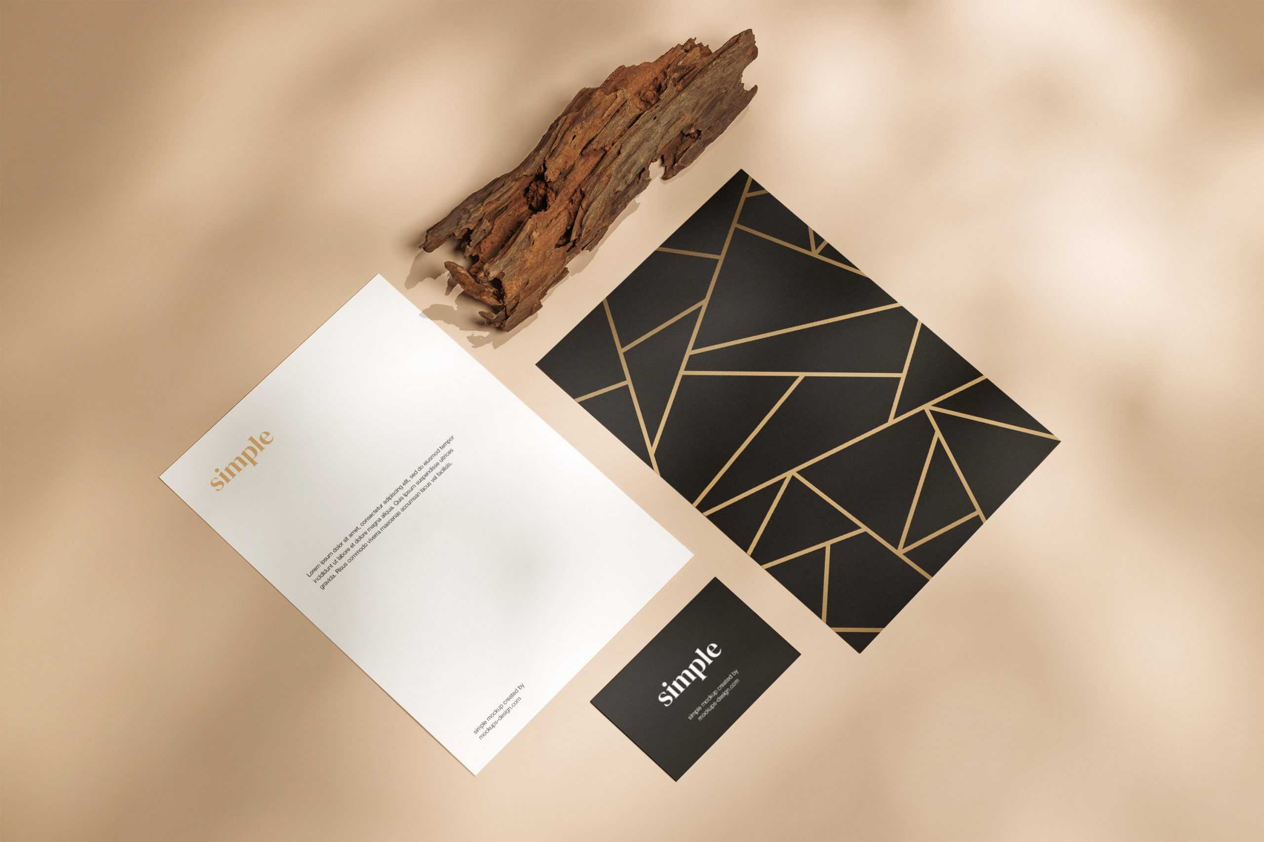 Free Simple Letterhead and Business Card Mockup PSD