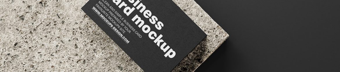 Free Single Business Card Mockup PSD set On A Concrete Brick