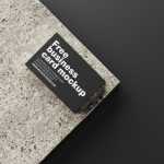 Free Single Business Card Mockup PSD set On A Concrete Brick