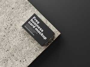 Free Single Business Card Mockup PSD set On A Concrete Brick
