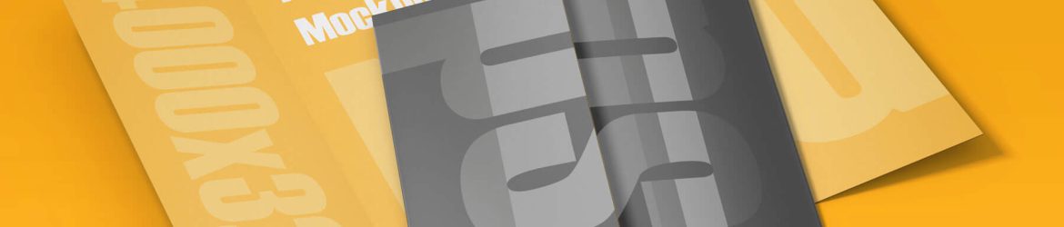 Free Single Gate Fold Brochure Mockups 4 PSD Set