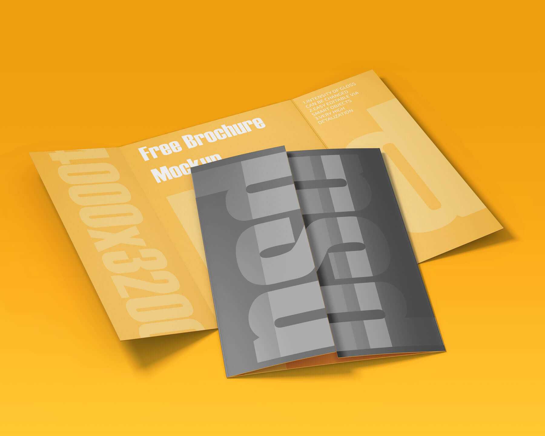 Free Single Gate Fold Brochure Mockups 4 PSD Set