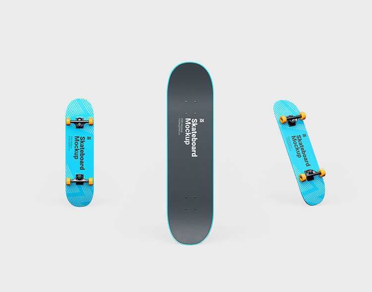 Free Skateboard Mockup 3 PSD Set HQ