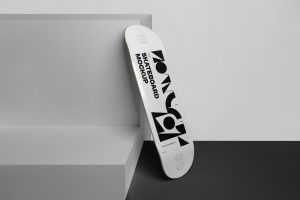 Free Skateboard on Boxes Mockup